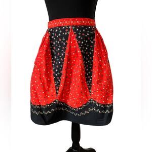 Elegant Red and Black Star Patterned Apron